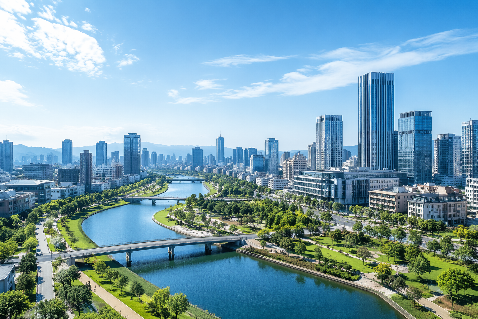 整備された街並み・橋・公園
